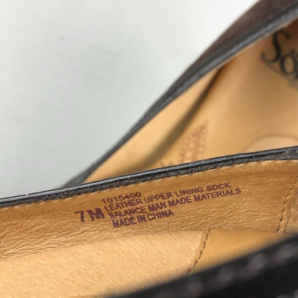 SOFFT Women's 7M Brown Suede Patent Leather Trim Peep Toe High Heel Pumps - Picture 13 of 13